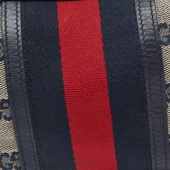 Gucci Beige/Blue GG Canvas and Leather Web Cosmetic Pouch - Picture 6 of 9